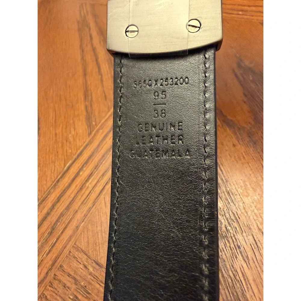 Mens Brown Leather Belt Sz 38 Stitched GoldTone H'ware New‎ With Tag
